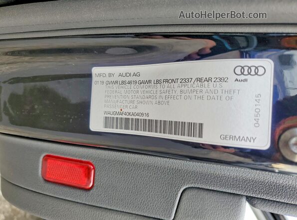 WAUGMAF40KA040916 2019 AUDI OTHER Black 