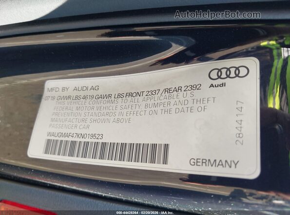 WAUGMAF47KN019523 2019 AUDI OTHER Черный 