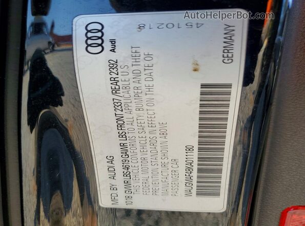 WAUGMAF48KA011180 2019 AUDI OTHER Black ძრავის განყოფილების ხედი