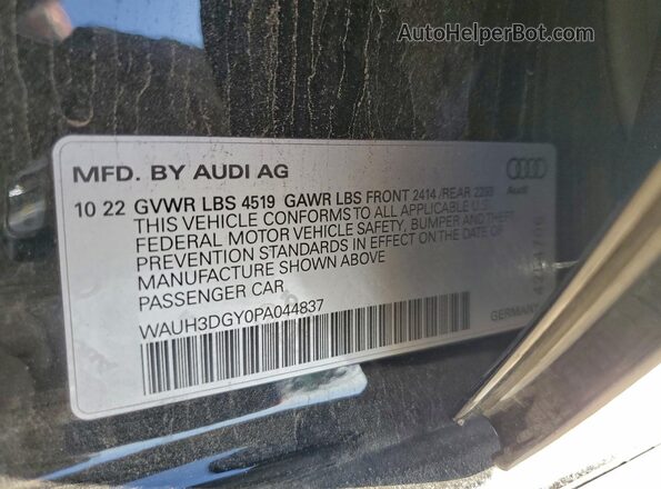 WAUH3DGY0PA044837 2023 AUDI S3 Black VIN կոդի պիտակի տեսք