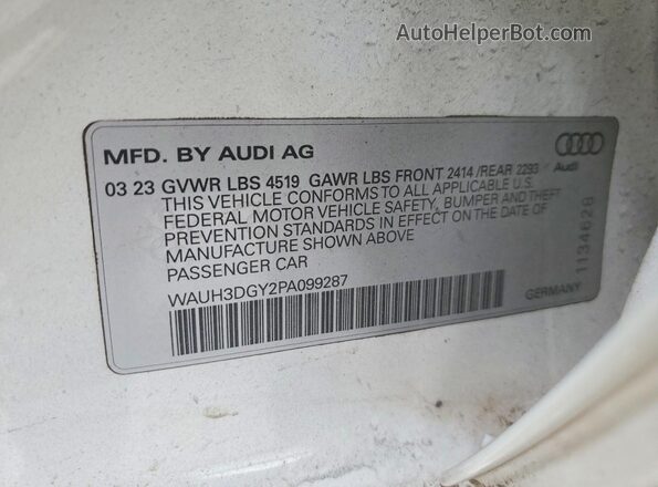 WAUH3DGY2PA099287 2023 AUDI S3 White Vista del compartimento del motor