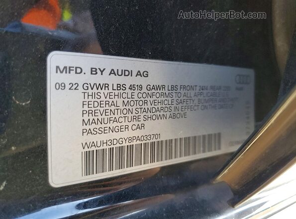 WAUH3DGY8PA033701 2023 AUDI S3 Black Widok komory silnika