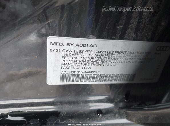 WAUH3DGYXNA005525 2022 AUDI S3 Black Widok komory silnika
