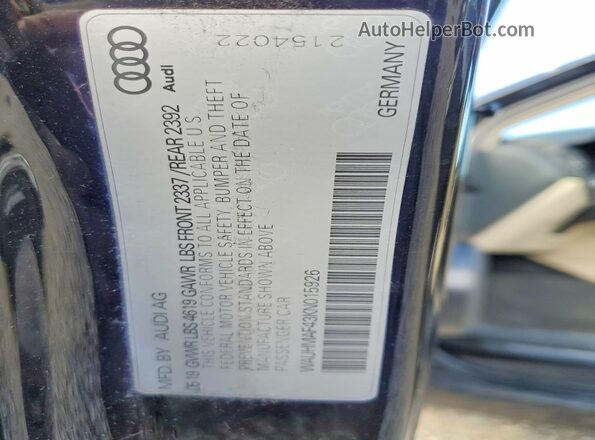 WAUHMAF43KN015926 2019 AUDI OTHER Black Vista de la etiqueta del VIN
