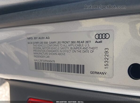 WAUL2BF20RN045478 2024 AUDI OTHER Silver 