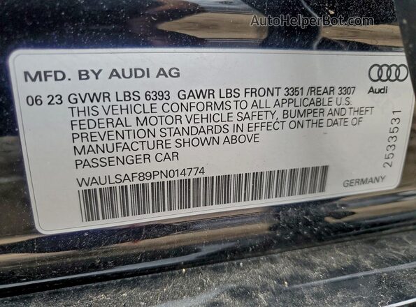 WAULSAF89PN014774 2023 AUDI S8 Черный Вид подкапотного пространства