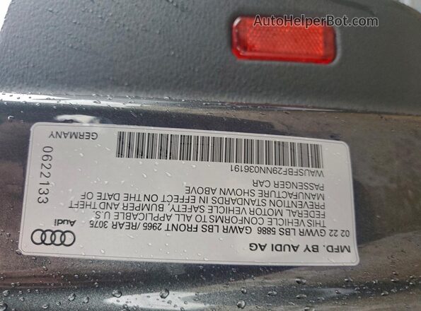 WAUSFBF29NN036191 2022 AUDI S7 Gray ძრავის განყოფილების ხედი