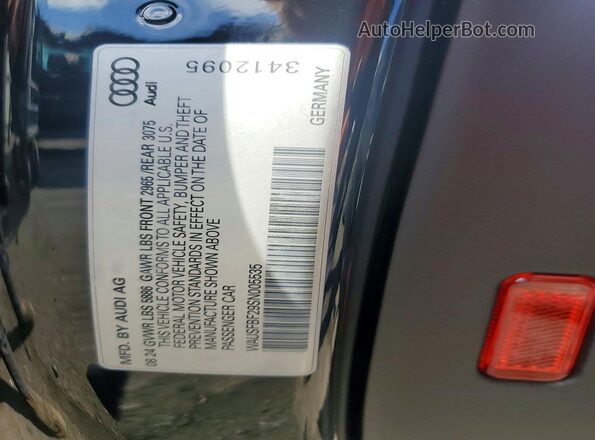 WAUSFBF29SN005535 2025 AUDI S7 Black VIN კოდის სტიკერის ხედი