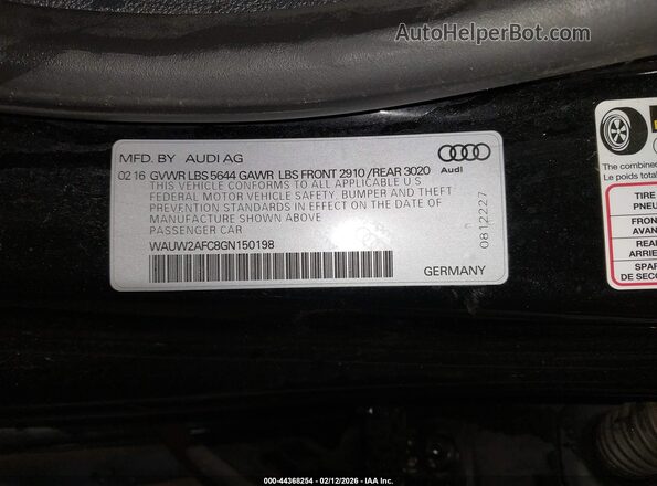 WAUW2AFC8GN150198 2016 AUDI S7 Black 