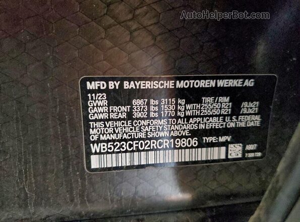 WB523CF02RCR19806 2024 BMW IX Black Widok wnętrza 360 stopni