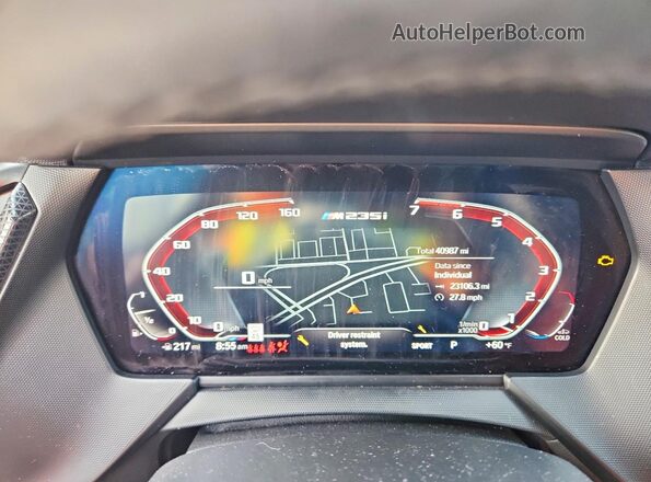WBA13AL00N7J96983 2022 BMW M2 White Widok zestawu wskaźników