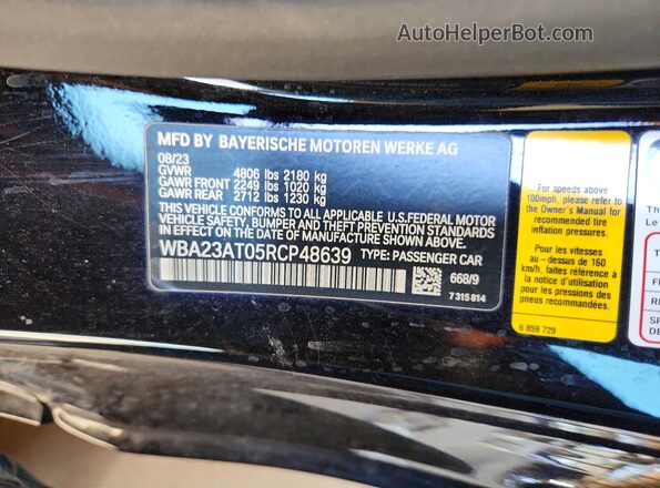 WBA23AT05RCP48639 2024 BMW 4 SERIES Black VIN կոդի պիտակի տեսք