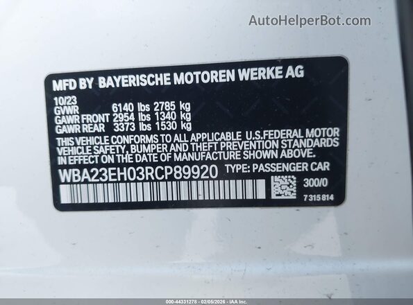 WBA23EH03RCP89920 2024 BMW 7 SERIES Белый 