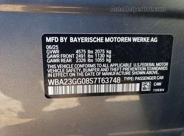 WBA23GG08S7T63748 2025 BMW 2 SERIES Gray Շարժիչի բաժամունքի տեսք