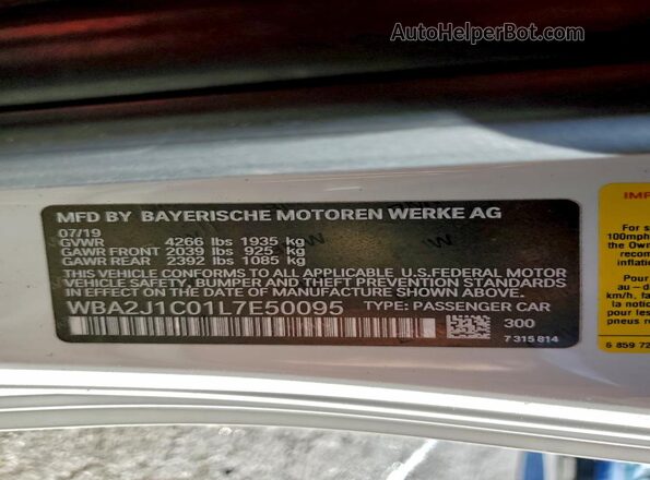 WBA2J1C01L7E50095 2020 BMW 2 SERIES White ძრავის განყოფილების ხედი