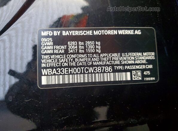 WBA33EH00TCW38786 2026 BMW 7 SERIES Black 