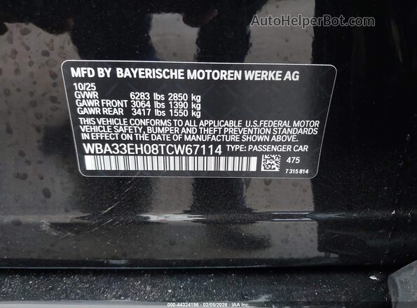 WBA33EH08TCW67114 2026 BMW 7 SERIES Black Vista del compartimento del motor