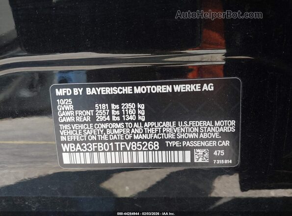 WBA33FB01TFV85268 2026 BMW 4 SERIES Black Engine compartment view
