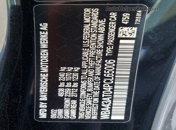 WBA43AT04PCL65006 2023 BMW 4 SERIES Black Вид підкапотного простору