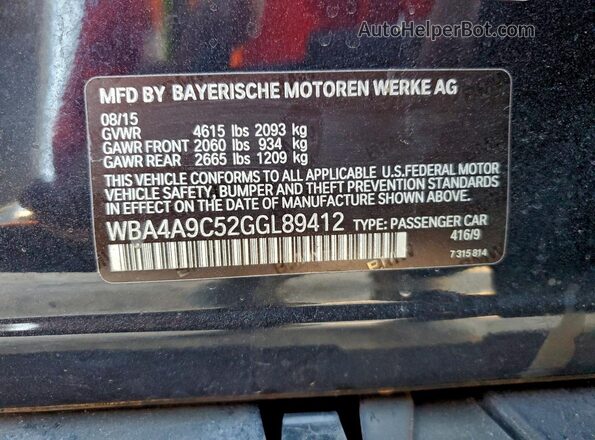 WBA4A9C52GGL89412 2016 BMW 4 SERIES Black Widok komory silnika