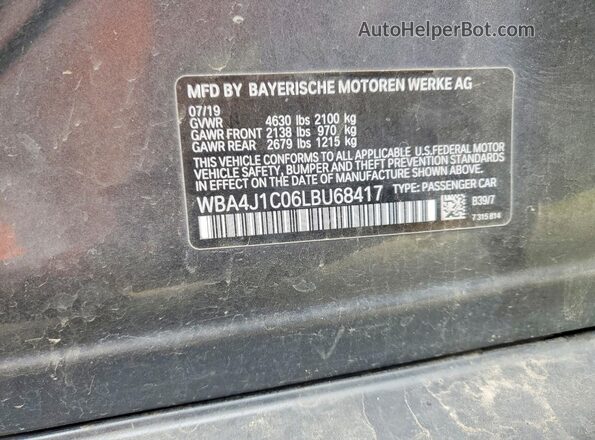 WBA4J1C06LBU68417 2020 BMW 4 SERIES Gray Engine compartment view