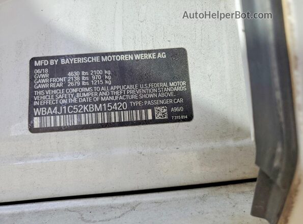 WBA4J1C52KBM15420 2019 BMW OTHER White 