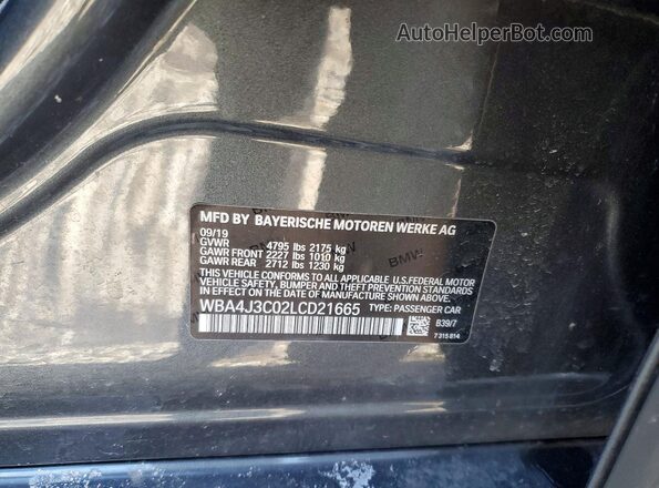 WBA4J3C02LCD21665 2020 BMW 4 SERIES Gray Вид підкапотного простору