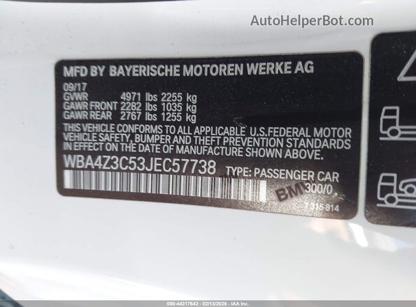 WBA4Z3C53JEC57738 2018 BMW 4 SERIES White Widok komory silnika