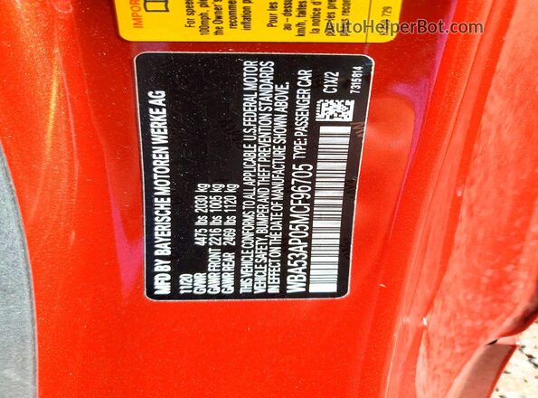WBA53AP05MCF96705 2021 BMW 4 SERIES Orange Widok komory silnika