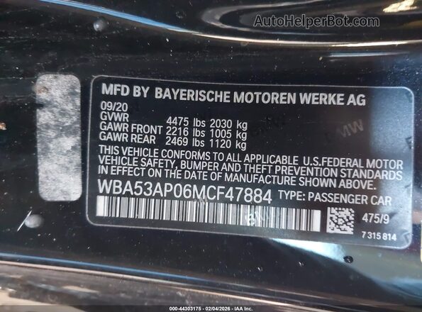 WBA53AP06MCF47884 2021 BMW 4 SERIES Black Vista del compartimento del motor