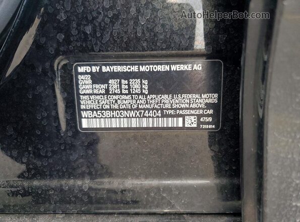 WBA53BH03NWX74404 2022 BMW 5 SERIES Black Vista del compartimento del motor