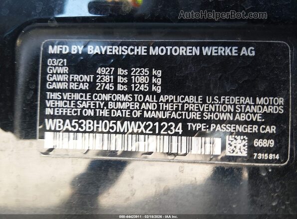 WBA53BH05MWX21234 2021 BMW 7 SERIES Black 