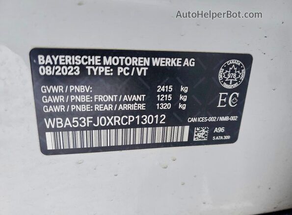 WBA53FJ0XRCP13012 2024 BMW 5 SERIES White Вид підкапотного простору