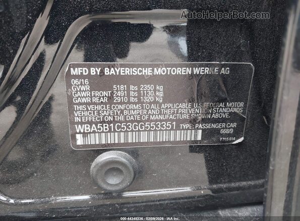 WBA5B1C53GG553351 2016 BMW 5 SERIES Черный Вид подкапотного пространства