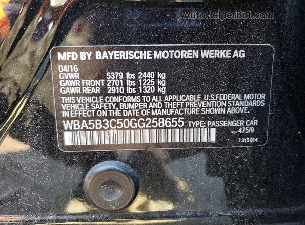 WBA5B3C50GG258655 2016 BMW 5 SERIES Black Vista del compartimento del motor