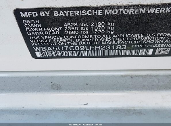 WBA5U7C09LFH23183 2020 BMW 3 SERIES White Շարժիչի բաժամունքի տեսք