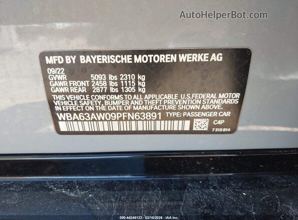 WBA63AW09PFN63891 2023 BMW OTHER Gray Engine compartment view
