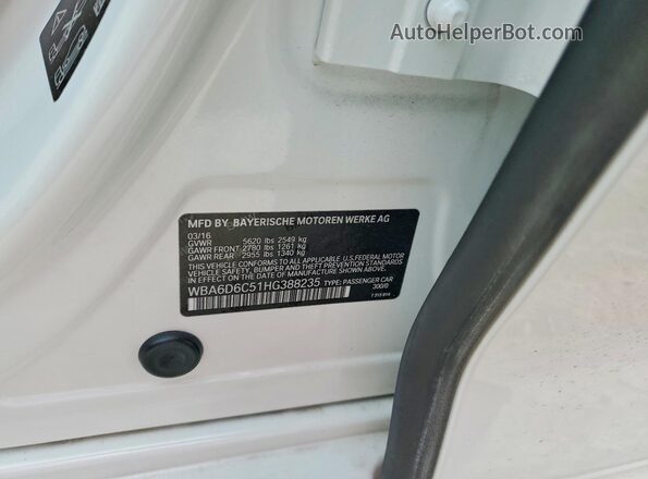 WBA6D6C51HG388235 2017 BMW 6 SERIES White Engine compartment view