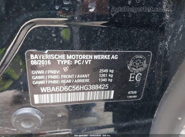 WBA6D6C56HG388425 2017 BMW 6 SERIES Black Vista del compartimento del motor