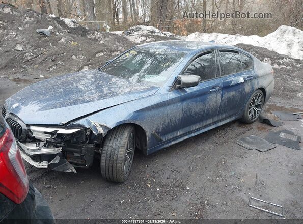 WBA73BJ06NCK07835 2022 BMW 5 SERIES Blue Առջևի ձախ երեք քառորդ տեսարան