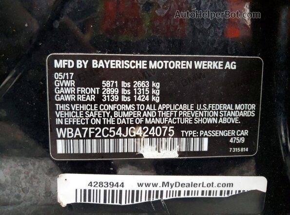 WBA7F2C54JG424075 2018 BMW 7 SERIES Black Vista del compartimento del motor