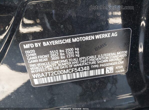 WBA7T2C00MCF54348 2021 BMW 7 SERIES Black Շարժիչի բաժամունքի տեսք