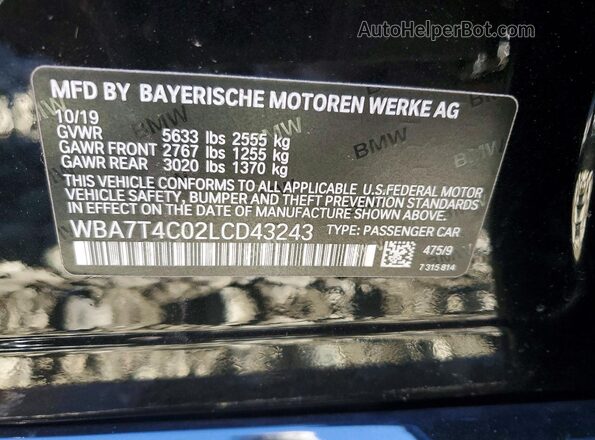 WBA7T4C02LCD43243 2020 BMW 7 SERIES Black Engine compartment view