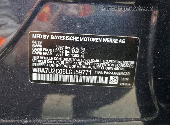 WBA7U2C06LGJ59771 2020 BMW 7 SERIES Charcoal Vista del compartimento del motor
