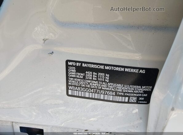 WBA83GG04T7U97684 2026 BMW 2 SERIES Белый Вид подкапотного пространства