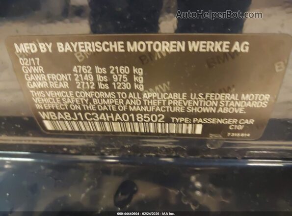 WBA8J1C34HA018502 2017 BMW 7 SERIES Black Widok komory silnika