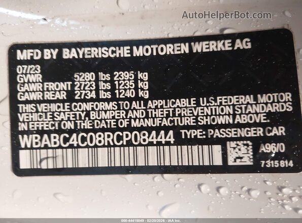 WBABC4C08RCP08444 2024 BMW M8 White Widok komory silnika