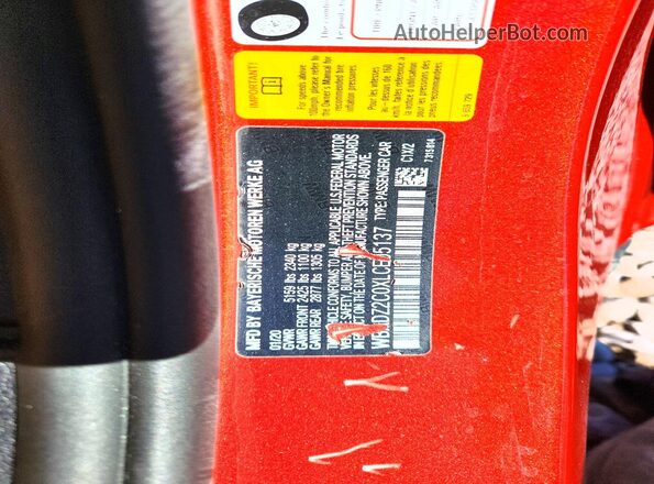 WBADZ2C0XLCE05137 2020 BMW 8 SERIES Orange VIN sticker view