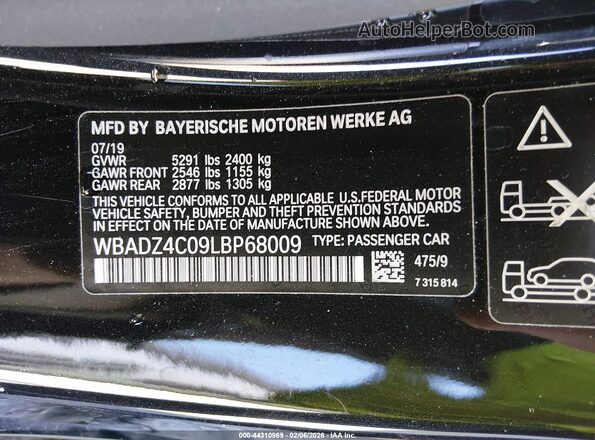 WBADZ4C09LBP68009 2020 BMW 8 SERIES Black Vista del compartimento del motor