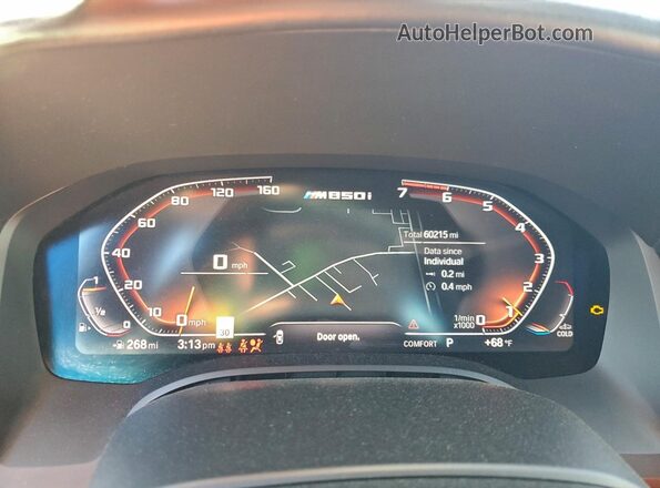 WBAFY4C01LCE00674 2020 BMW M8 White Instrument cluster view